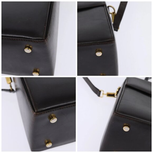 Salvatore Ferragamo Gancini Hand Bag Leather 2way Brown Gold Auth 147511 - Picture 14 of 16